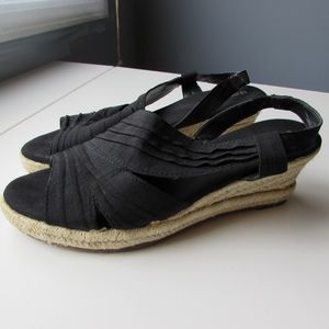 BUNDLE Black Silk Espadrille Wedge Sandal sz 8.5